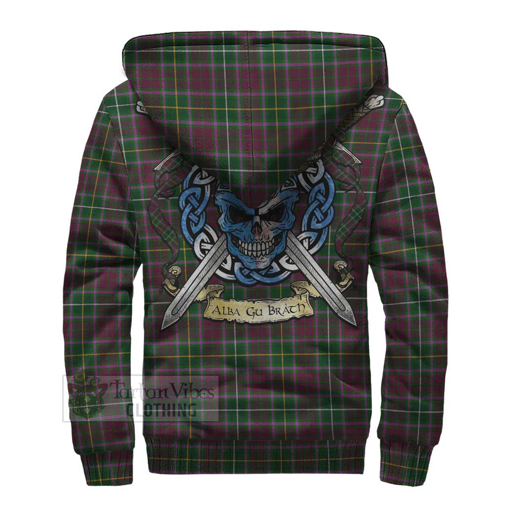 Tartan Vibes Clothing Crosbie Tartan Sherpa Hoodie with Family Crest Celtic Skull Style