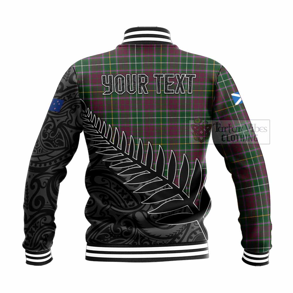 Tartan Vibes Clothing Crosbie Crest Tartan Baseball Jacket with New Zealand Silver Fern Half Style