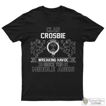 Crosbie Family Crest 2D Cotton Men's T-Shirt Wreaking Havoc Style