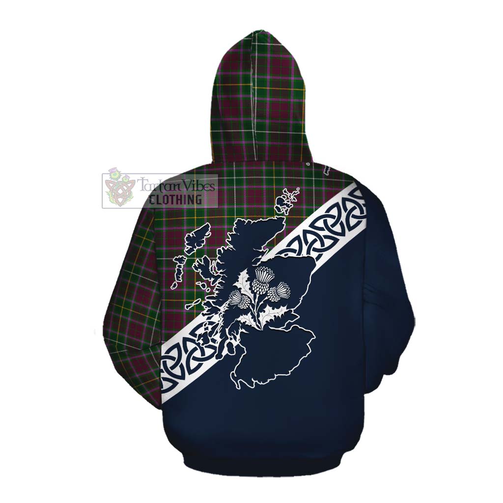 Tartan Vibes Clothing Crosbie Tartan Cotton Hoodie Featuring Thistle and Scotland Map