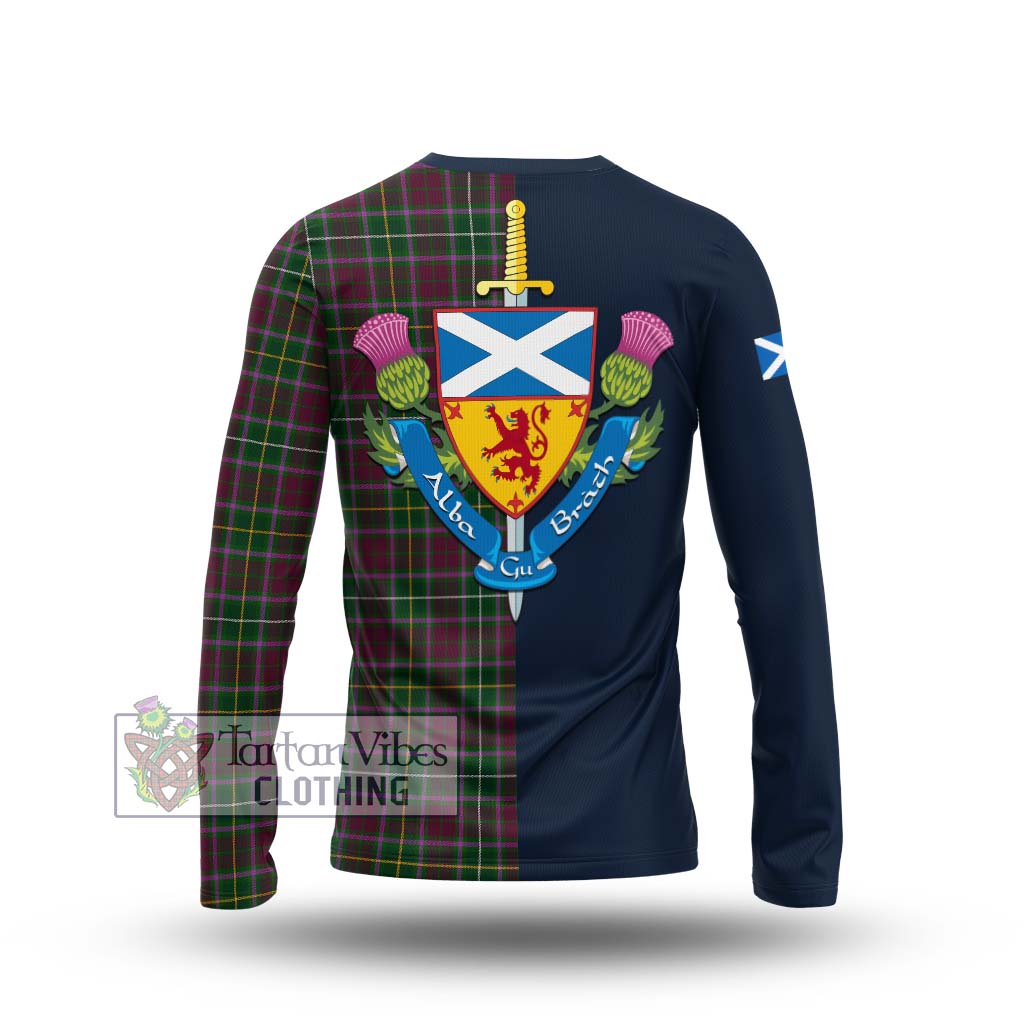 Tartan Vibes Clothing Crosbie Tartan Long Sleeve T-Shirt with Scottish Lion Royal Arm Half Style