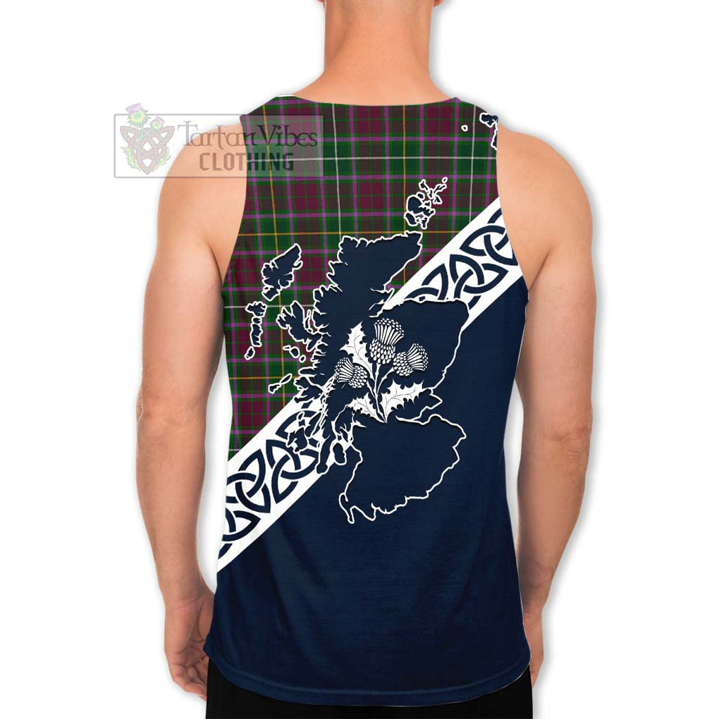 Tartan Vibes Clothing Crosbie Tartan Men's Tank Top Featuring Thistle and Scotland Map