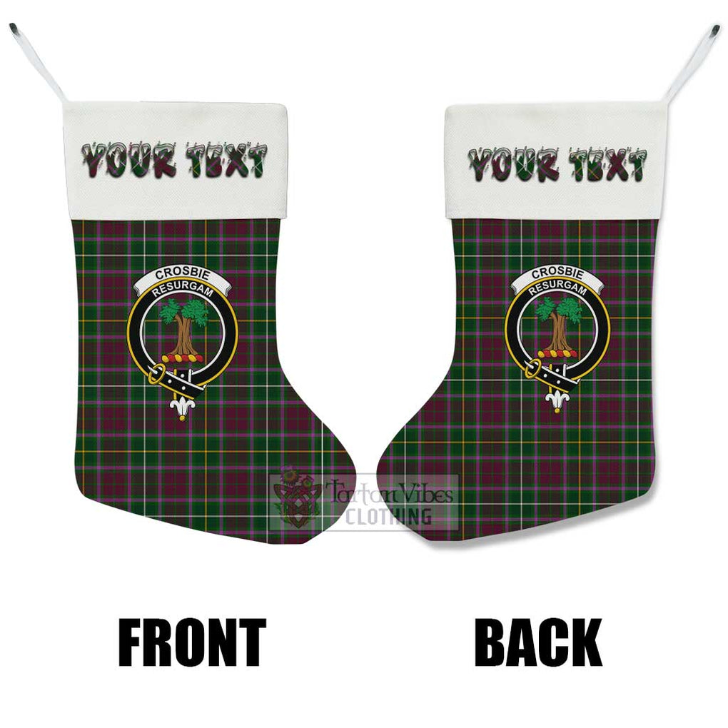 Tartan Vibes Clothing Crosbie Tartan Family Crest Christmas Stocking with Personalized Text