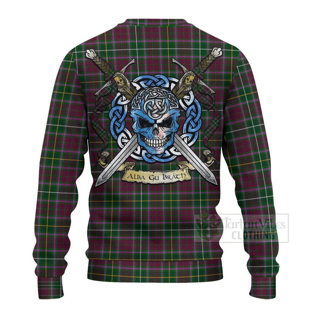 Crosbie Tartan Ugly Sweater with Family Crest Celtic Skull Style - Tartan Vibes Clothing