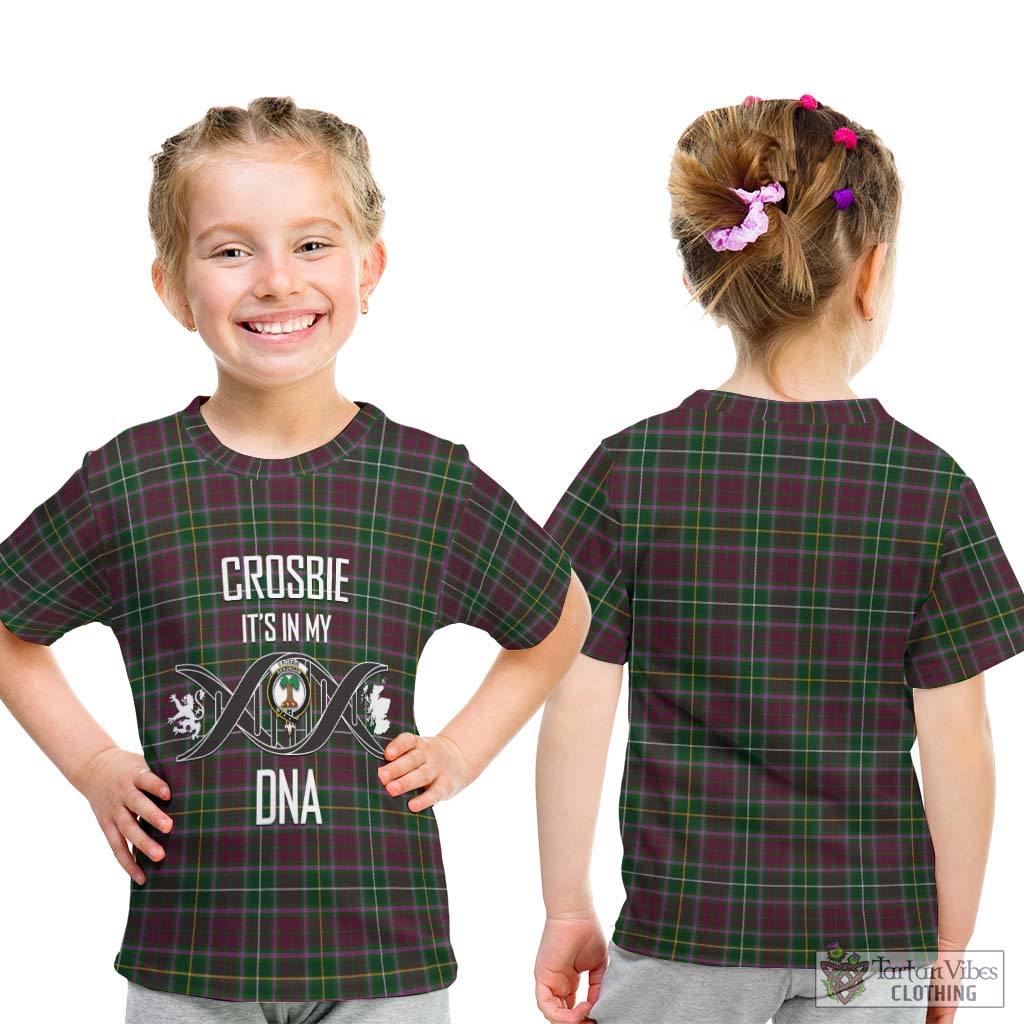 Tartan Vibes Clothing Crosbie Tartan Kid T-Shirt with Family Crest DNA In Me Style