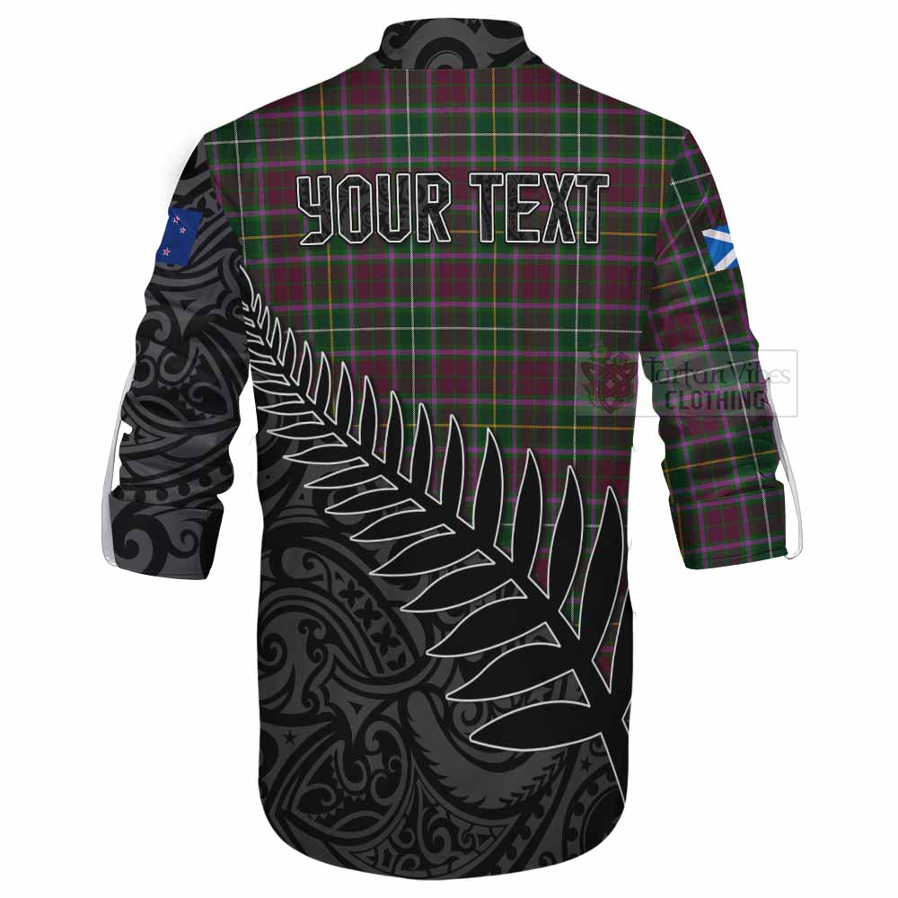 Tartan Vibes Clothing Crosbie Crest Tartan Ghillie Kilt Shirt with New Zealand Silver Fern Half Style