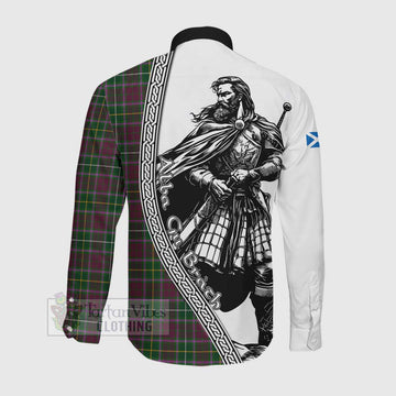 Crosbie Tartan Clan Crest Long Sleeve Button Shirt with Highlander Warrior Celtic Style