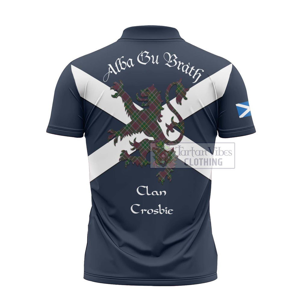 Tartan Vibes Clothing Crosbie Tartan Lion Rampant Zipper Polo Shirt – Proudly Display Your Heritage with Alba Gu Brath and Clan Name