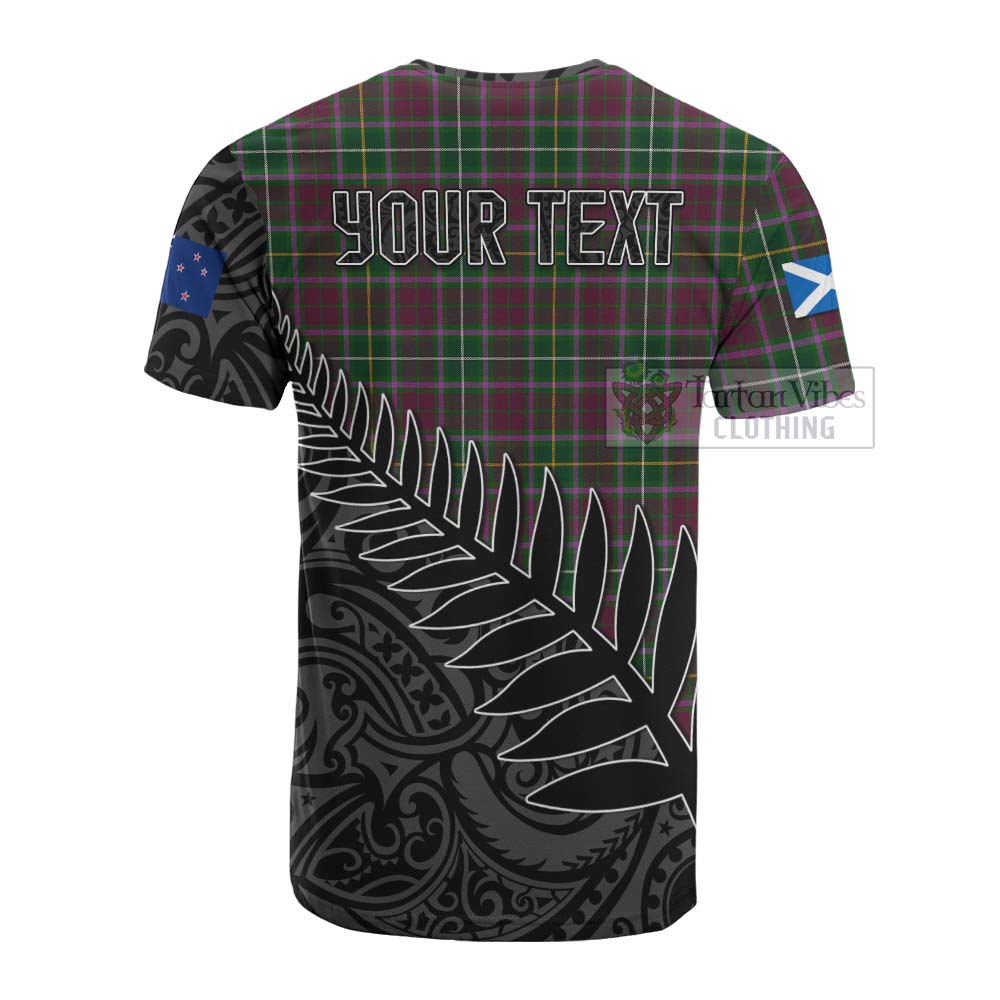 Tartan Vibes Clothing Crosbie Crest Tartan Cotton T-shirt with New Zealand Silver Fern Half Style