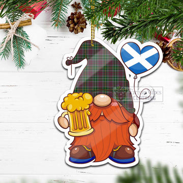 Crosbie Tartan Gnome Holding Beer Glass Christmas Ornament with Personalized National Flag