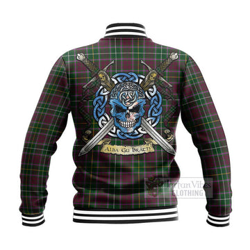 Crosbie Tartan Baseball Jacket with Family Crest Celtic Skull Style