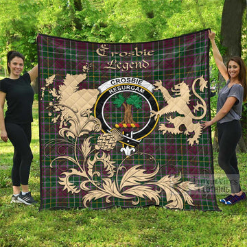 Crosbie Tartan Quilt with Family Crest and Scottish Symbol Style