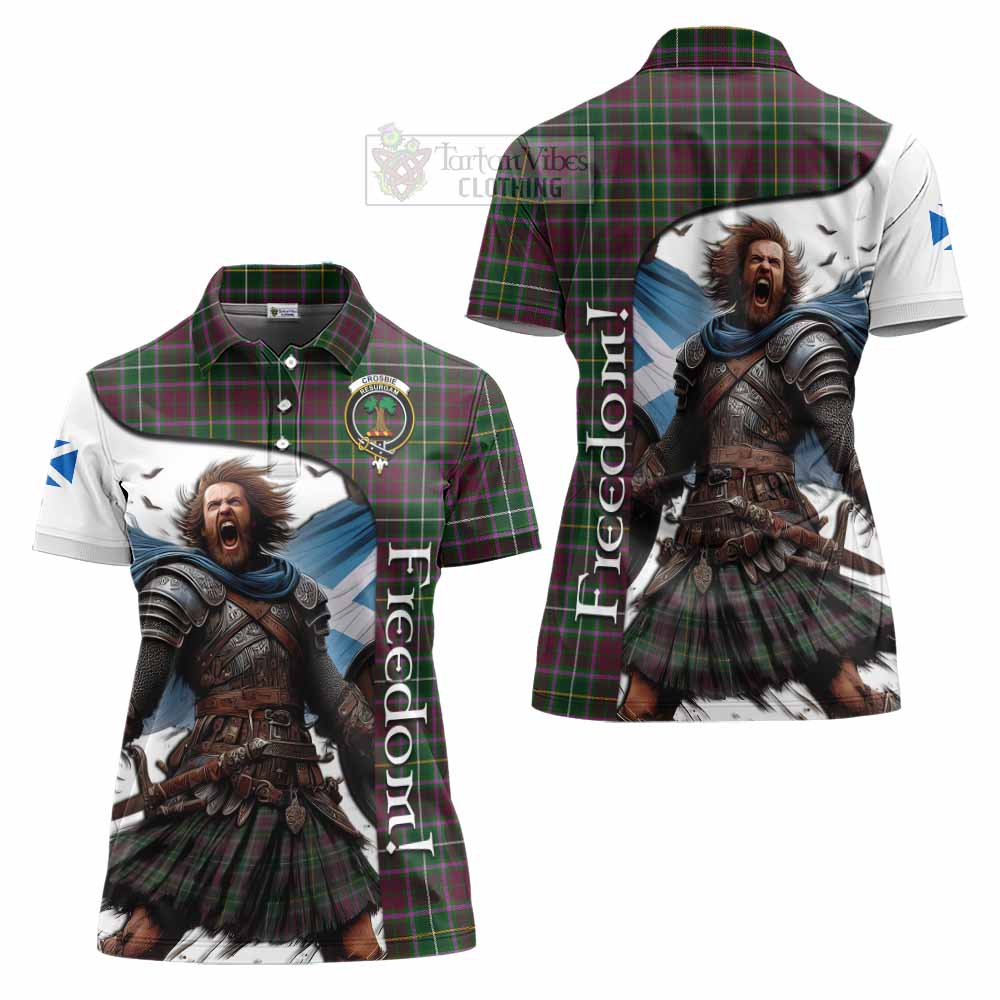 Tartan Vibes Clothing Crosbie Crest Tartan Women's Polo Shirt Inspired by the Freedom of Scottish Warrior