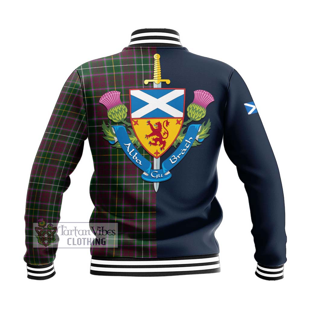 Tartan Vibes Clothing Crosbie Tartan Baseball Jacket with Scottish Lion Royal Arm Half Style