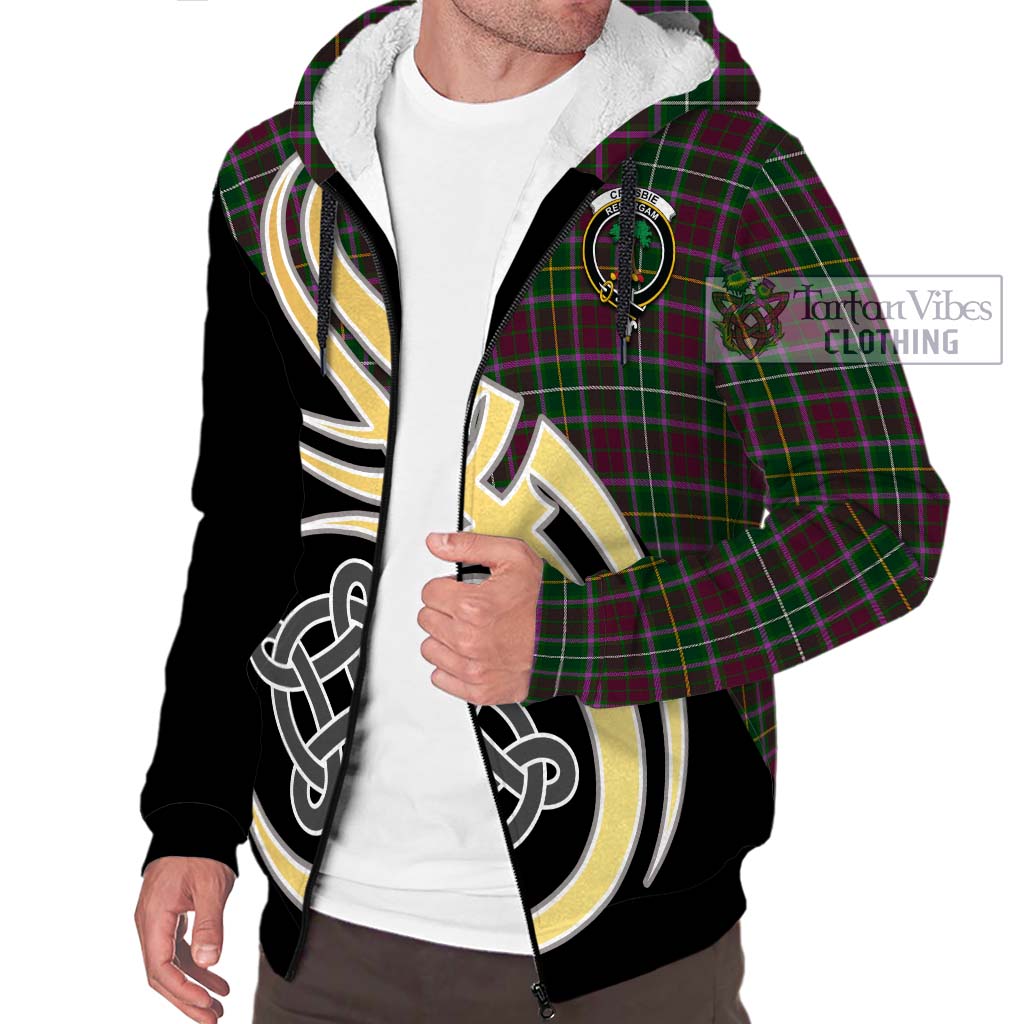 Tartan Vibes Clothing Crosbie Tartan Sherpa Hoodie with Family Crest and Celtic Symbol Style