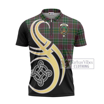 Crosbie Tartan Zipper Polo Shirt with Family Crest and Celtic Symbol Style