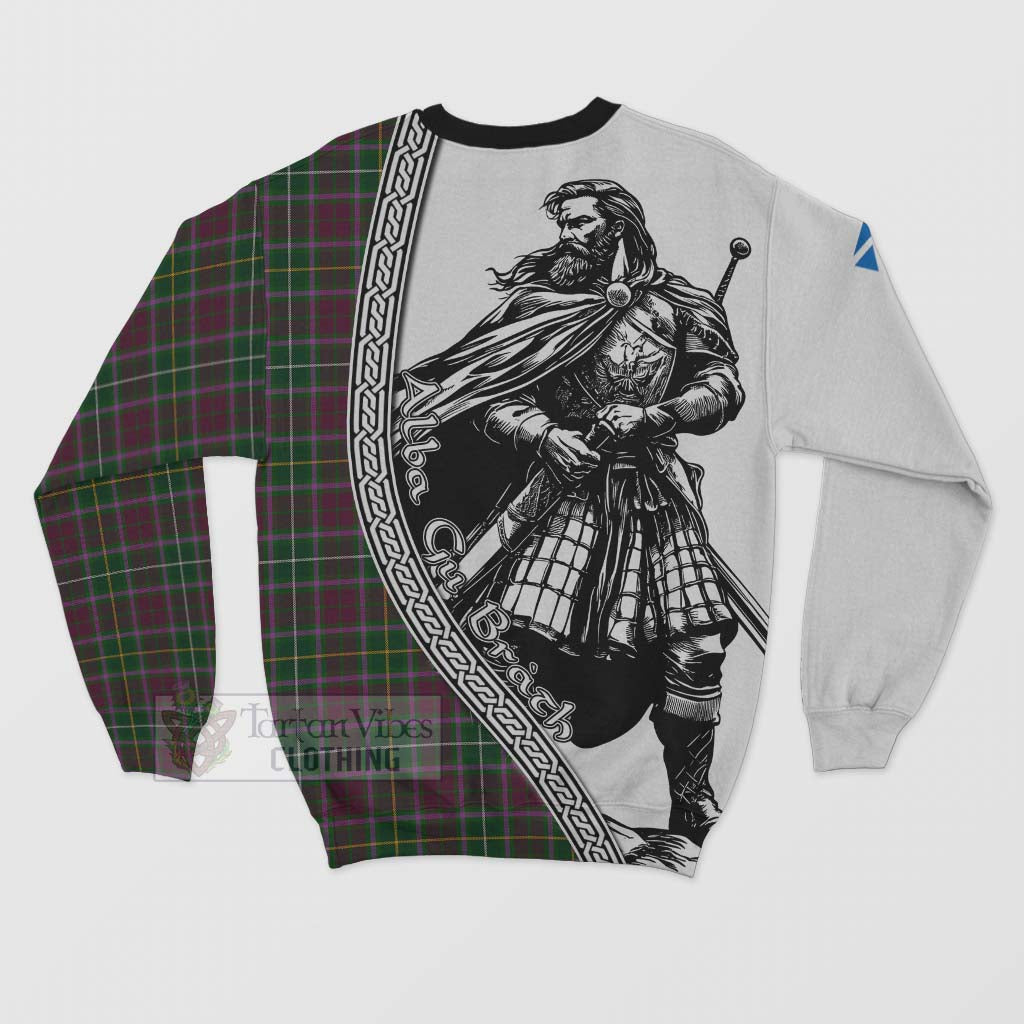 Tartan Vibes Clothing Crosbie Tartan Clan Crest Sweatshirt with Highlander Warrior Celtic Style