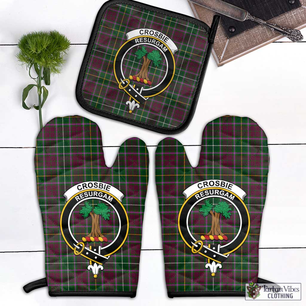 Tartan Vibes Clothing Crosbie Tartan Combo Oven Mitt & Pot-Holder with Family Crest