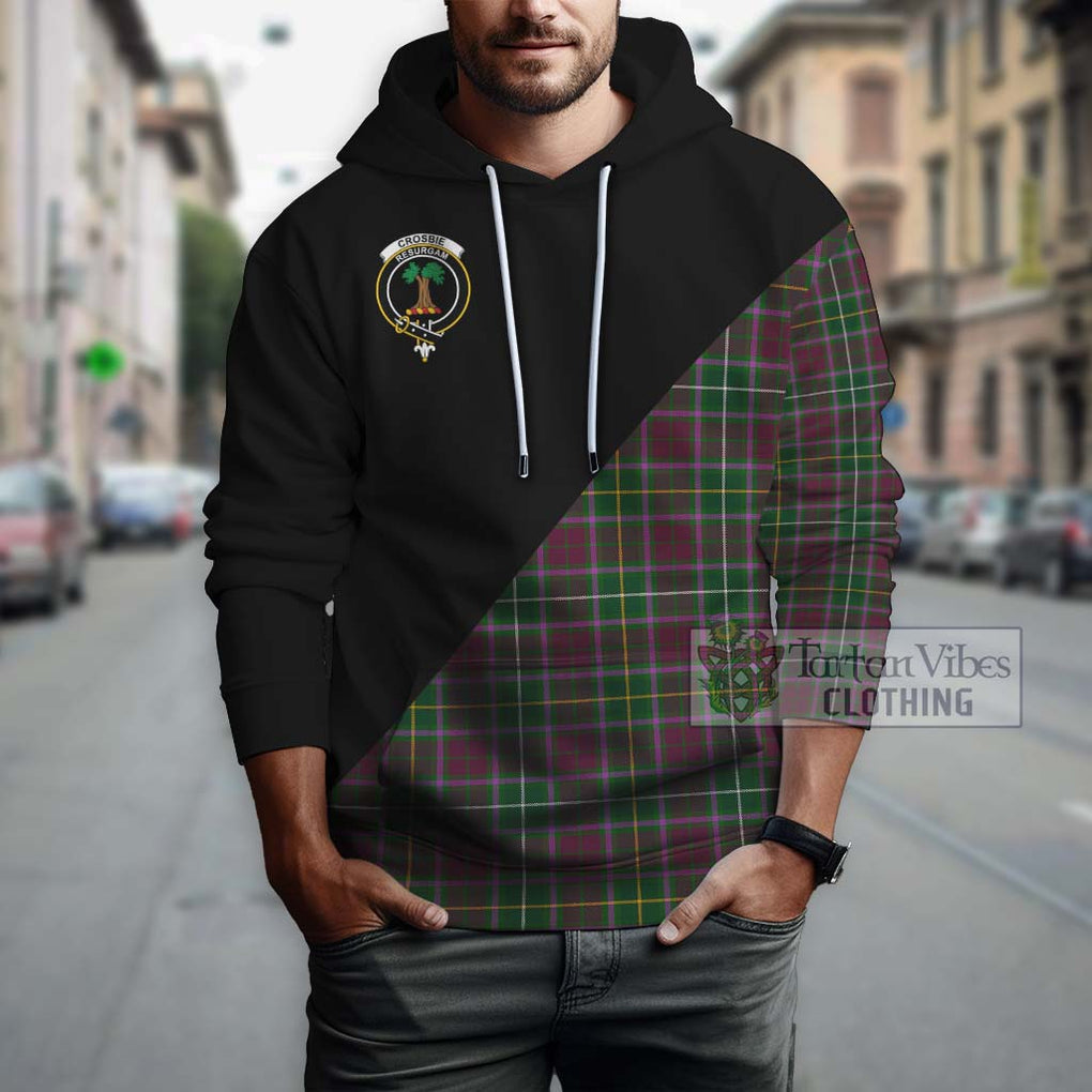 Crosbie Tartan Hoodie with Family Crest and Military Logo Style - Tartanvibesclothing Shop