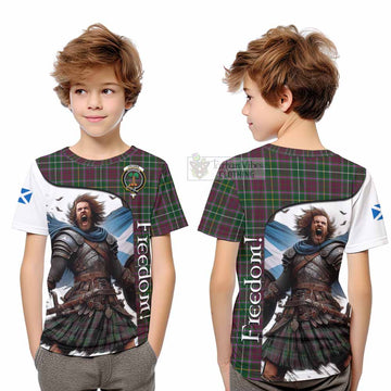 Crosbie Crest Tartan Kid T-Shirt Inspired by the Freedom of Scottish Warrior