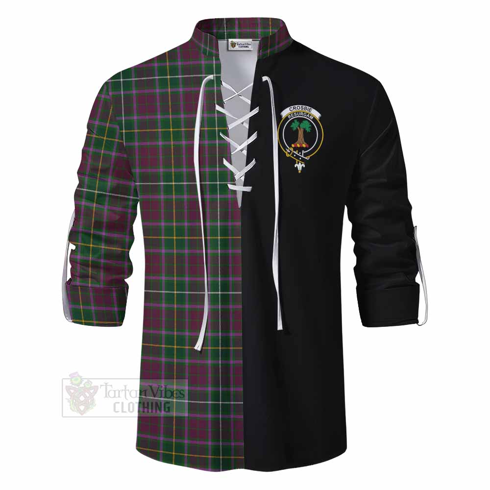 Tartan Vibes Clothing Crosbie Tartan Ghillie Kilt Shirt with Family Crest and Half Of Me Style