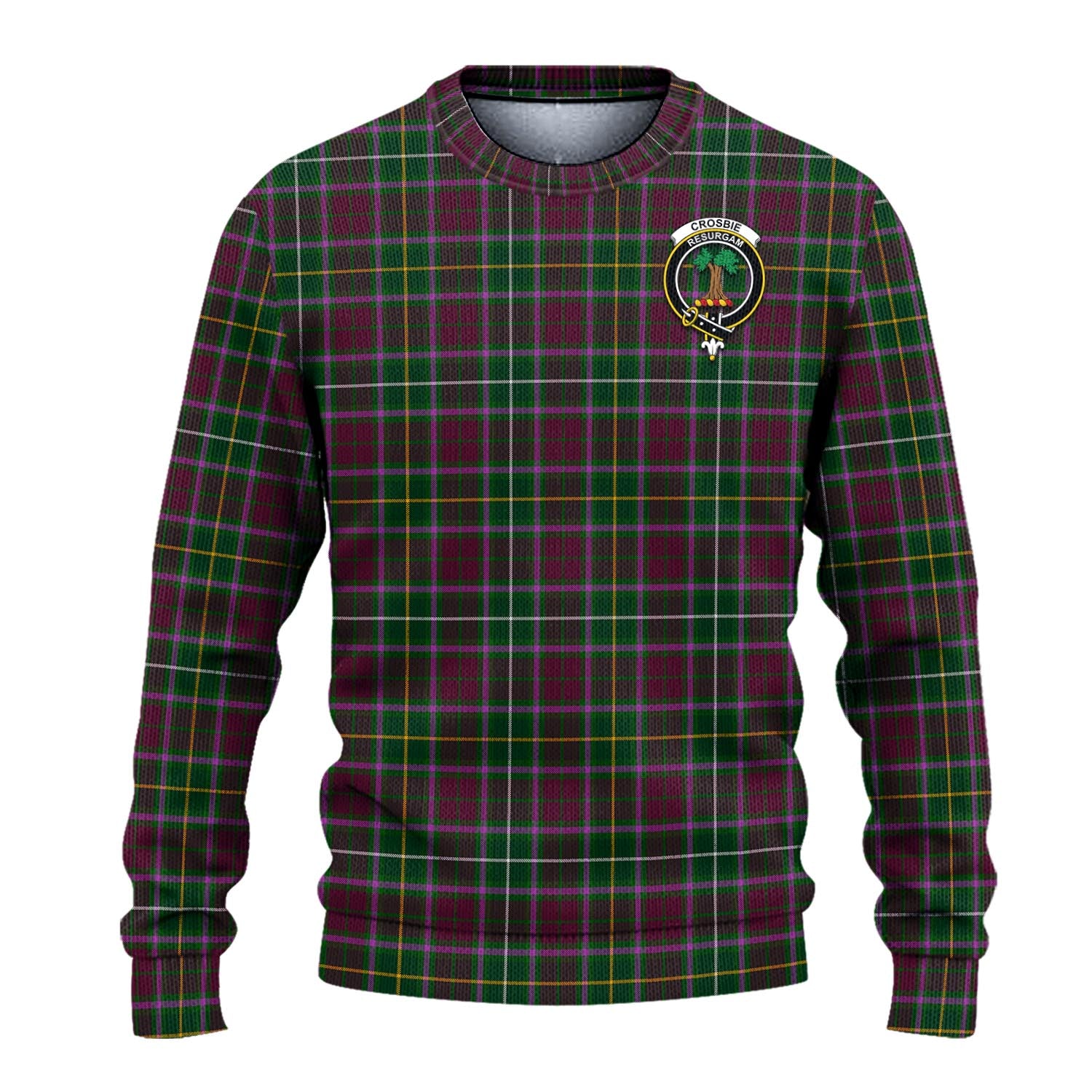 Crosbie Tartan Knitted Sweater with Family Crest - Tartanvibesclothing