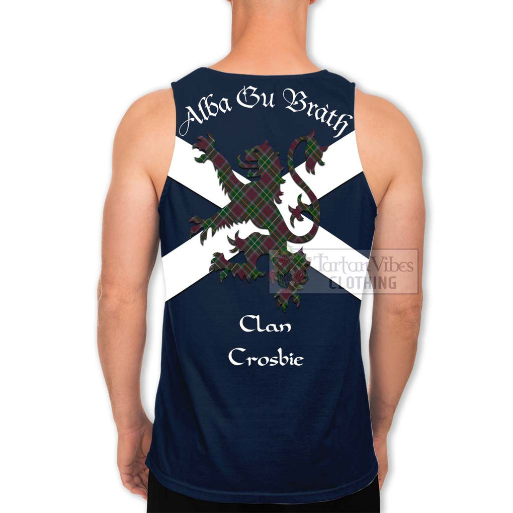 Tartan Vibes Clothing Crosbie Tartan Lion Rampant Men's Tank Top – Proudly Display Your Heritage with Alba Gu Brath and Clan Name