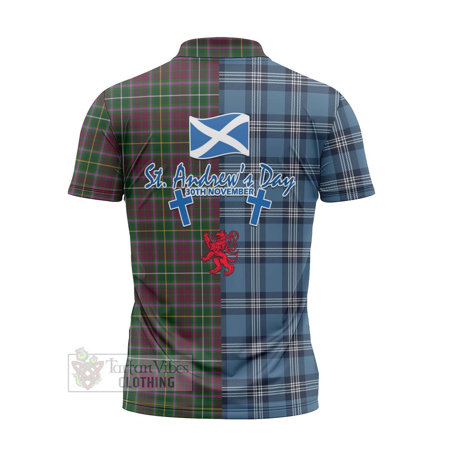 Tartan Vibes Clothing Crosbie Tartan Zipper Polo Shirt Happy St. Andrew's Day Half Tartan Style