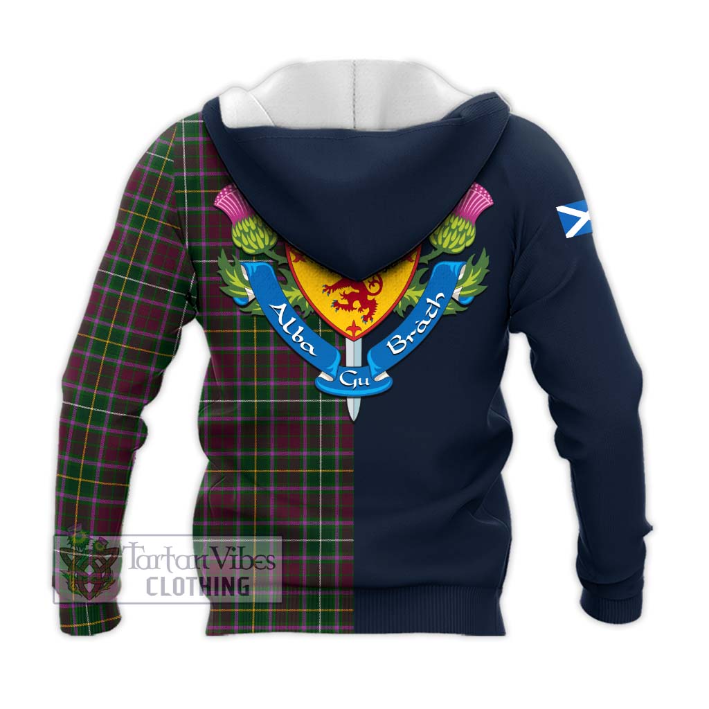 Tartan Vibes Clothing Crosbie Tartan Knitted Hoodie with Scottish Lion Royal Arm Half Style