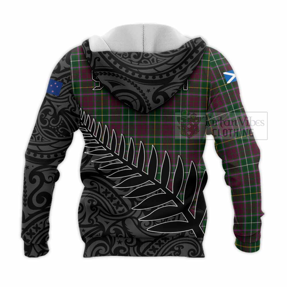 Tartan Vibes Clothing Crosbie Crest Tartan Knitted Hoodie with New Zealand Silver Fern Half Style