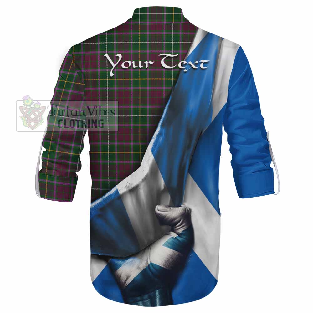 Tartan Vibes Clothing Crosbie Tartan Ghillie Kilt Shirt with Family Crest Scotland Patriotic Style