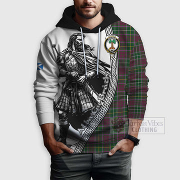 Crosbie Tartan Clan Crest Hoodie with Highlander Warrior Celtic Style