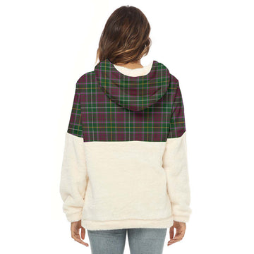 Crosbie Tartan Women's Borg Fleece Hoodie With Half Zip with Family Crest