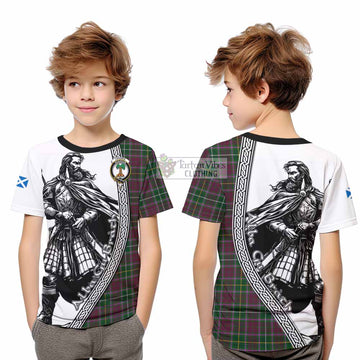 Crosbie Tartan Clan Crest Kid T-Shirt with Highlander Warrior Celtic Style