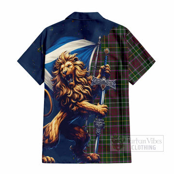 Crosbie Tartan Family Crest Short Sleeve Button Shirt with Scottish Majestic Lion