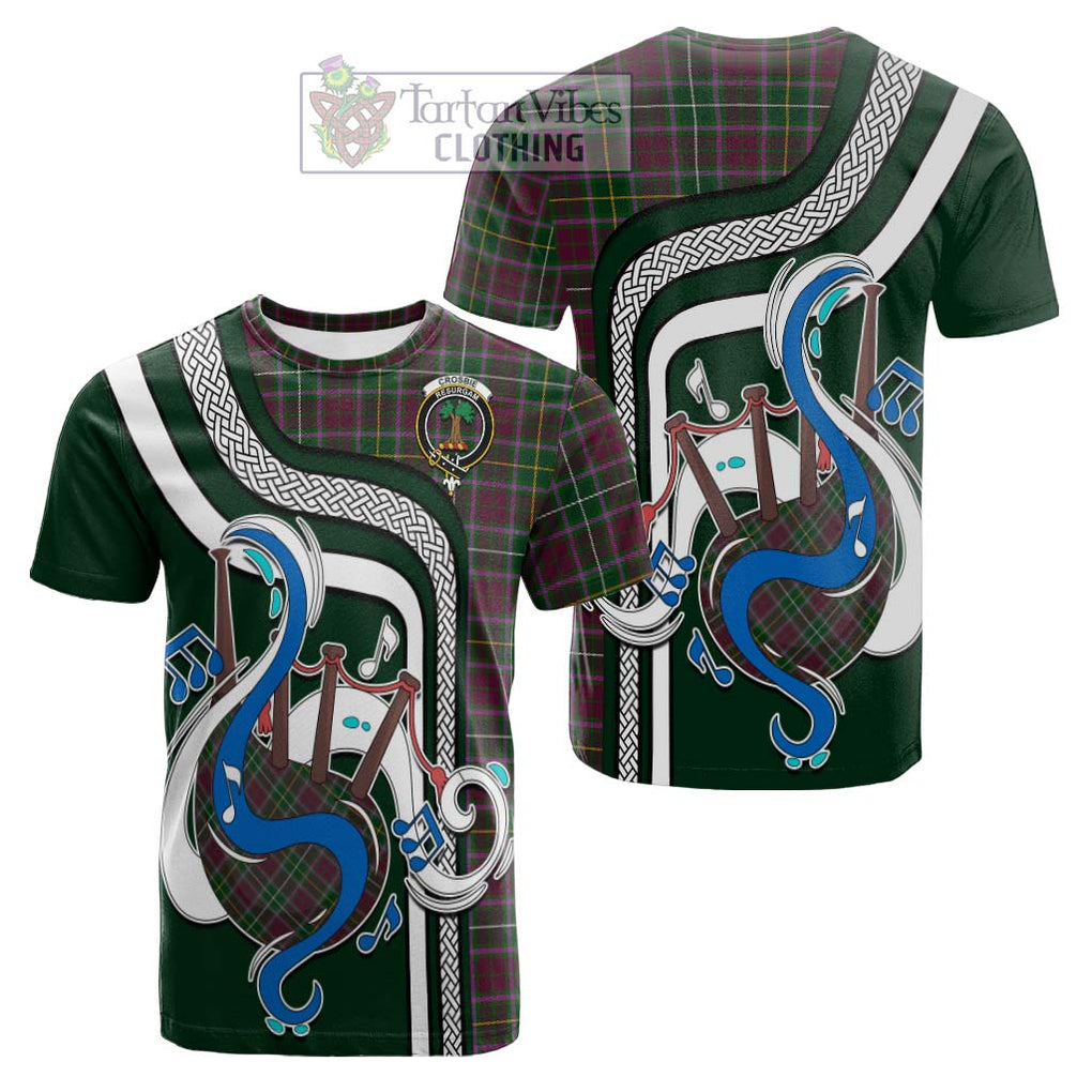 Tartan Vibes Clothing Crosbie Tartan Cotton T-shirt with Epic Bagpipe Style