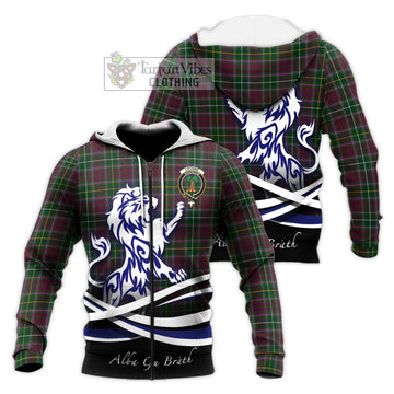 Crosbie Tartan Knitted Hoodie with Alba Gu Brath Regal Lion Emblem