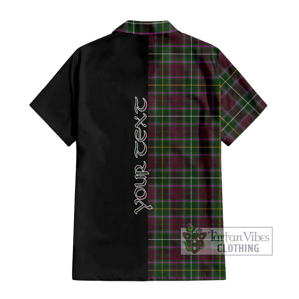 Crosbie Tartan Short Sleeve Button Shirt with Family Crest and Half Of Me Style - Tartanvibesclothing Shop