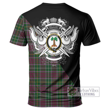 Crosbie Tartan T-Shirt with Family Crest and Military Logo Style