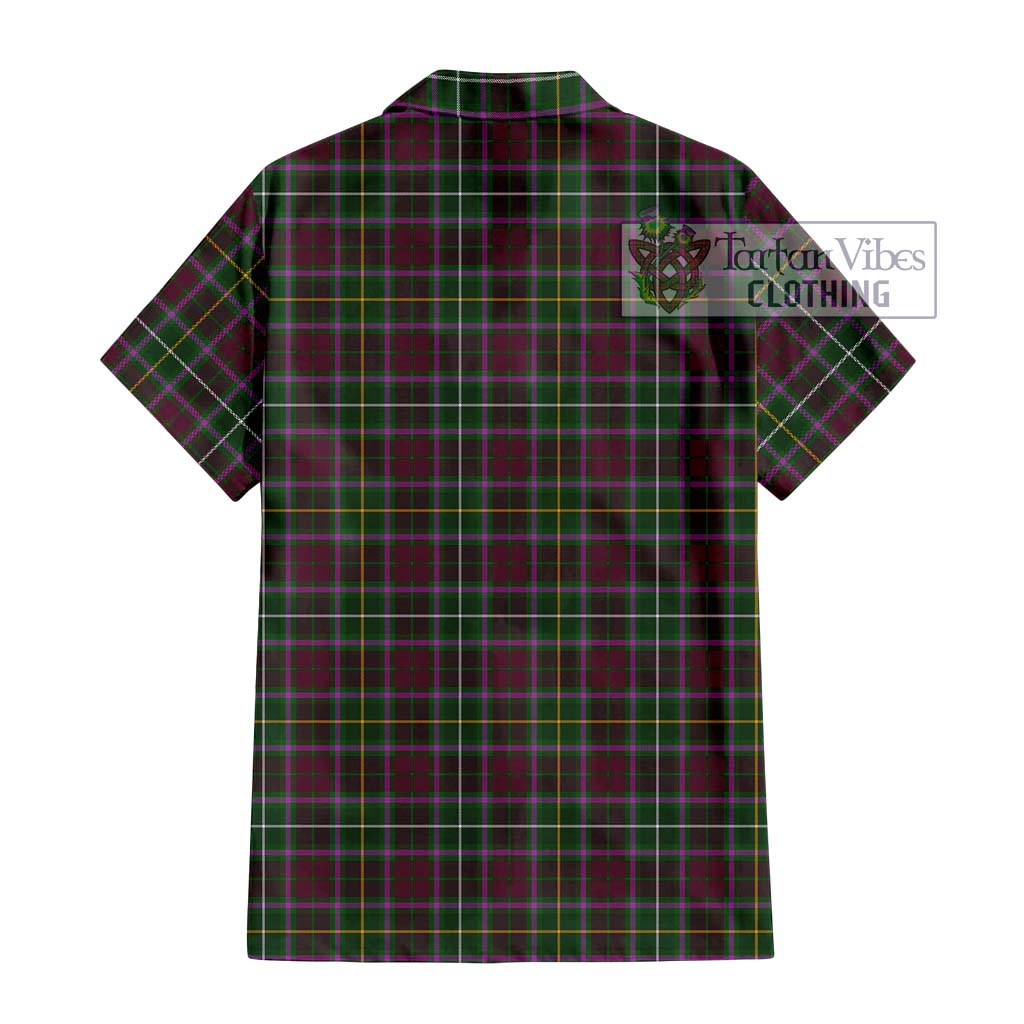 Tartan Vibes Clothing Crosbie Tartan Short Sleeve Button Shirt with Family Crest DNA In Me Style