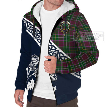 Crosbie Tartan Sherpa Hoodie Featuring Thistle and Scotland Map