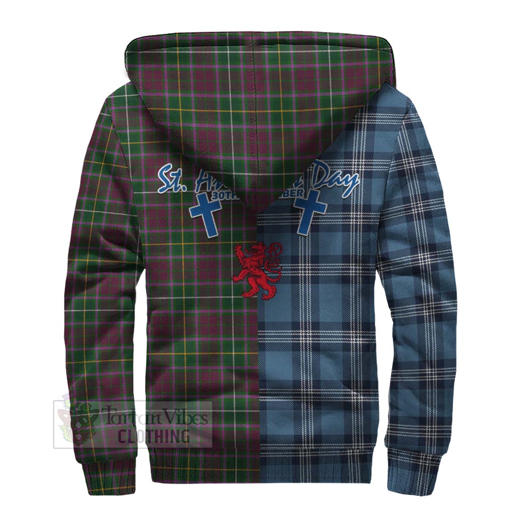 Tartan Vibes Clothing Crosbie Tartan Sherpa Hoodie Happy St. Andrew's Day Half Tartan Style