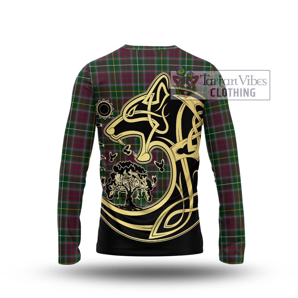 Tartan Vibes Clothing Crosbie Tartan Long Sleeve T-Shirt with Family Crest Celtic Wolf Style