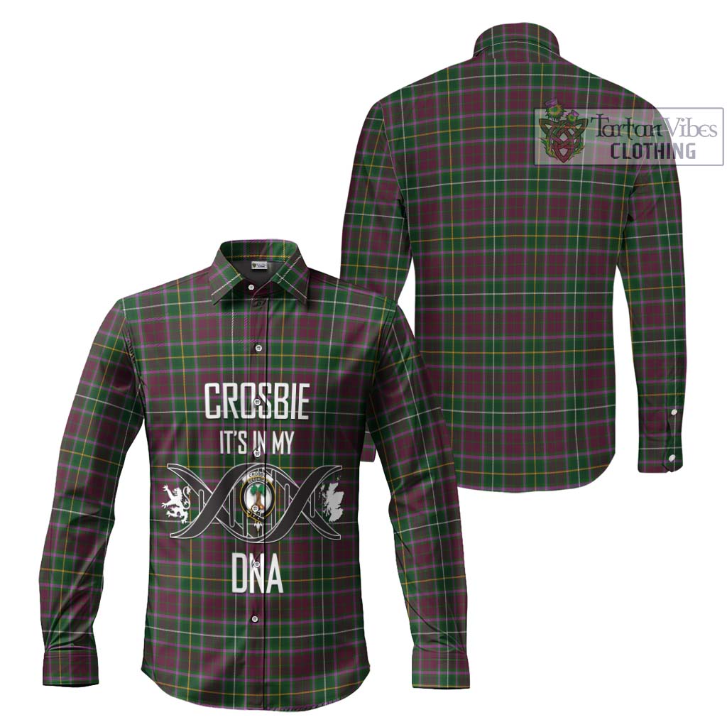 Tartan Vibes Clothing Crosbie Tartan Long Sleeve Button Shirt with Family Crest DNA In Me Style