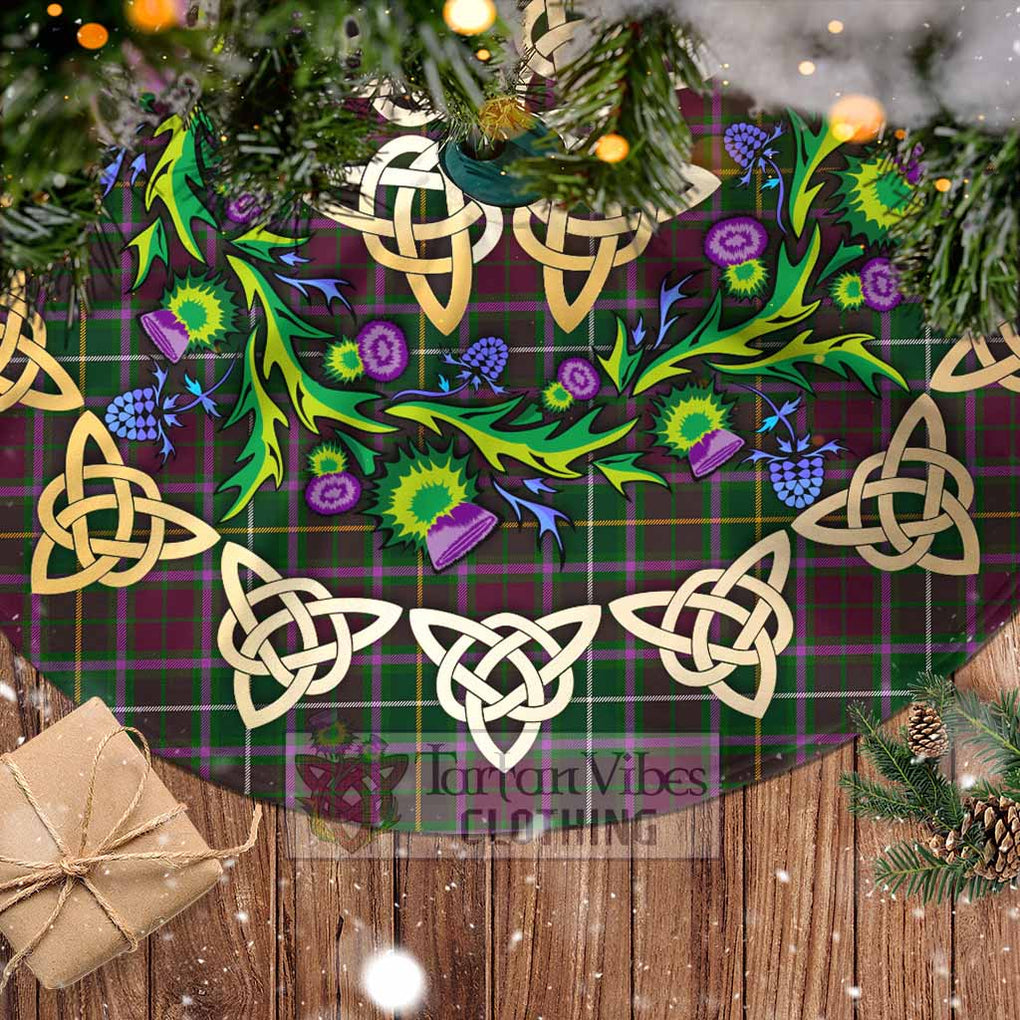 Tartan Vibes Clothing Crosbie Tartan Christmas Tree Skirt with Thistle Celtic Knot Style