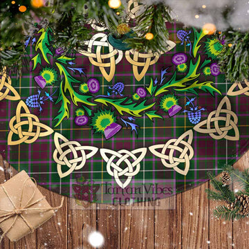 Crosbie Tartan Christmas Tree Skirt with Thistle Celtic Knot Style