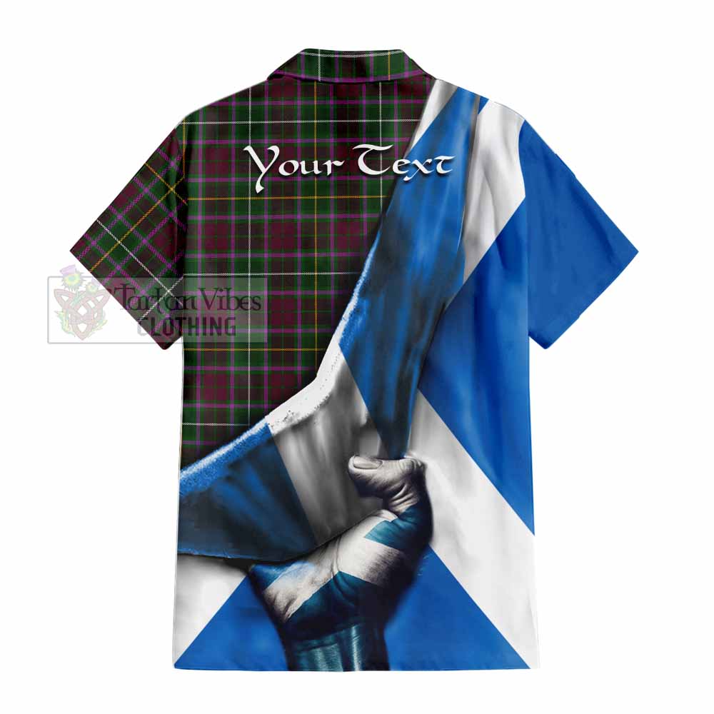 Tartan Vibes Clothing Crosbie Tartan Short Sleeve Button Shirt with Family Crest Scotland Patriotic Style