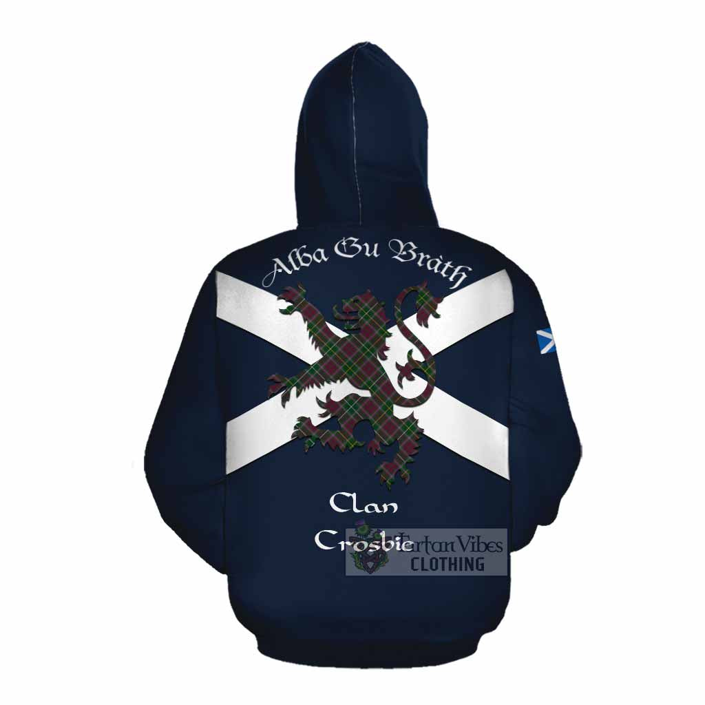 Tartan Vibes Clothing Crosbie Tartan Lion Rampant Cotton Hoodie Proudly Display Your Heritage with Alba Gu Brath and Clan Name