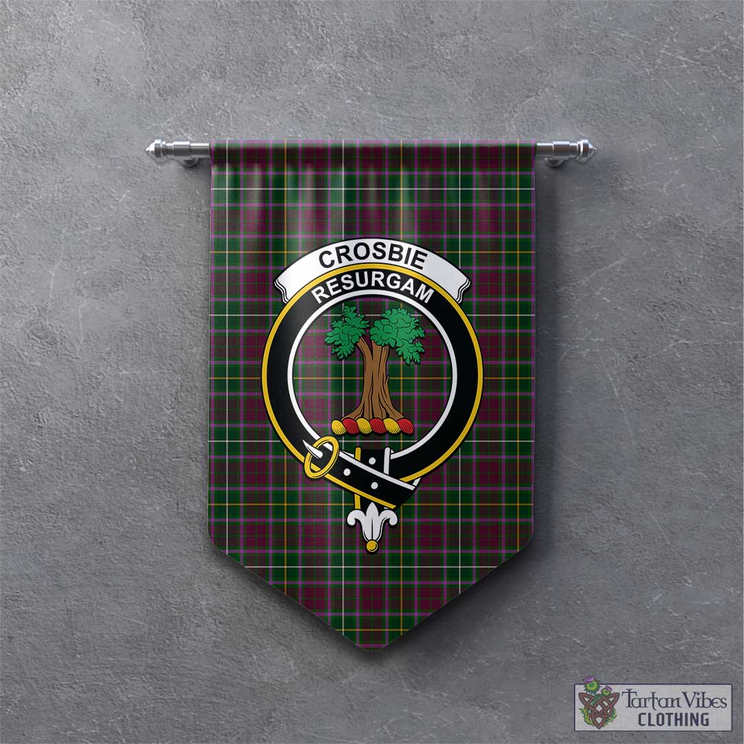 Tartan Vibes Clothing Crosbie Tartan Gonfalon, Tartan Banner with Family Crest