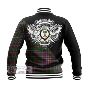 Crosbie Tartan Baseball Jacket with Family Crest and Military Logo Style